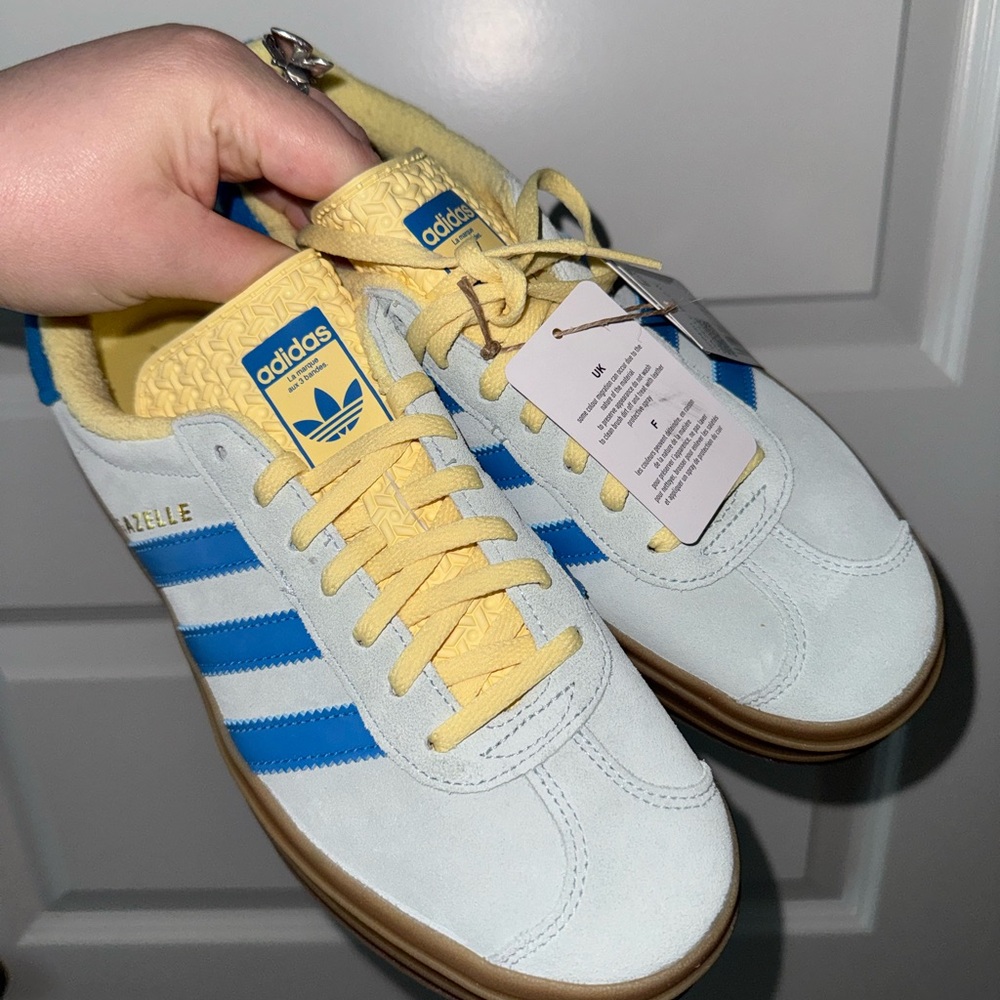 NWT Adidas Gazelle Bold in blue and yellow